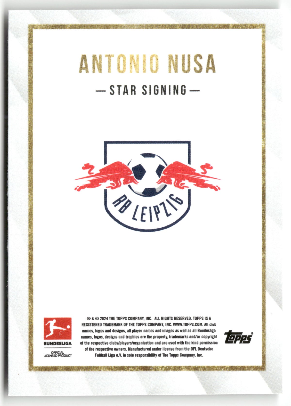 Fußball Antonio Nusa 2024-25 Topps Bundesliga Summer Signing RB Leipzig Trading Card Original