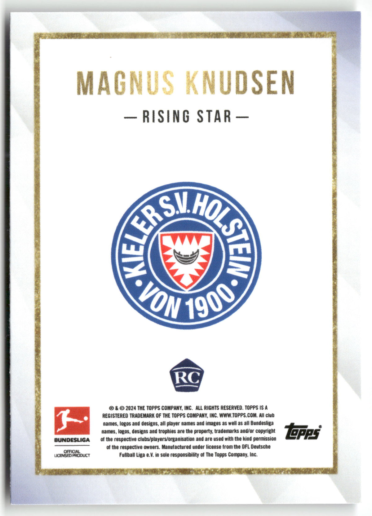 Fußball Magnus Knudsen 2024-25 Topps Bundesliga Summer Signing Holstein Kiel Rookie Card RC Trading Card Original