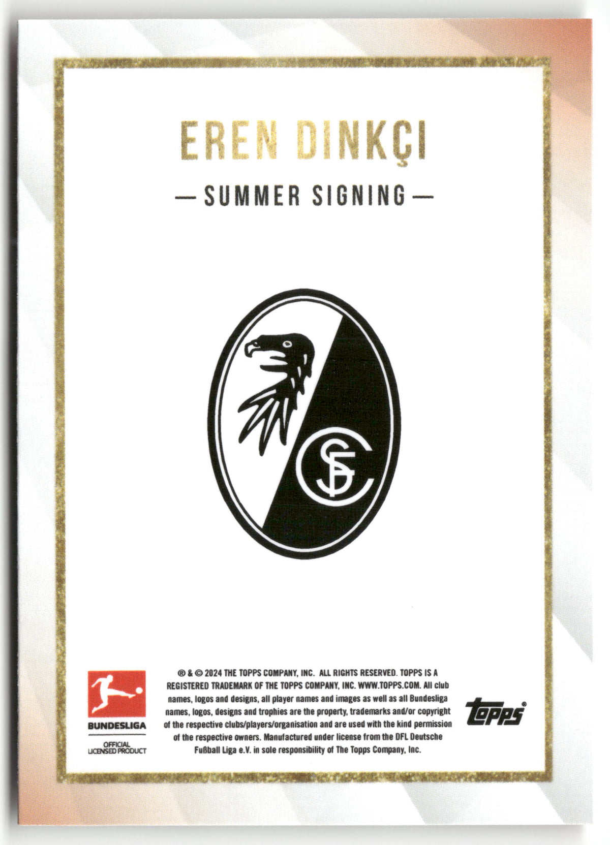 Fußball Eren Dinkçi 2024 Topps Bundesliga Summer Signings Summer Signing SC Freiburg Trading Card Original