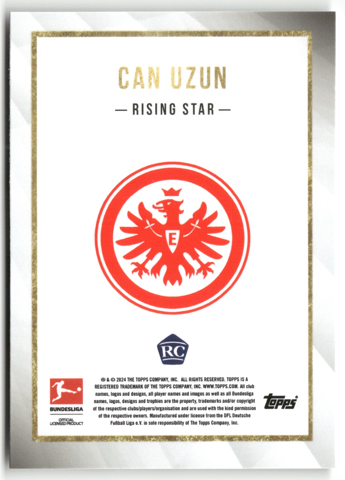 Fußball Can Uzun 2024 Topps Bundesliga Summer Signing Eintracht Frankfurt Rookie Card RC Trading Card Original
