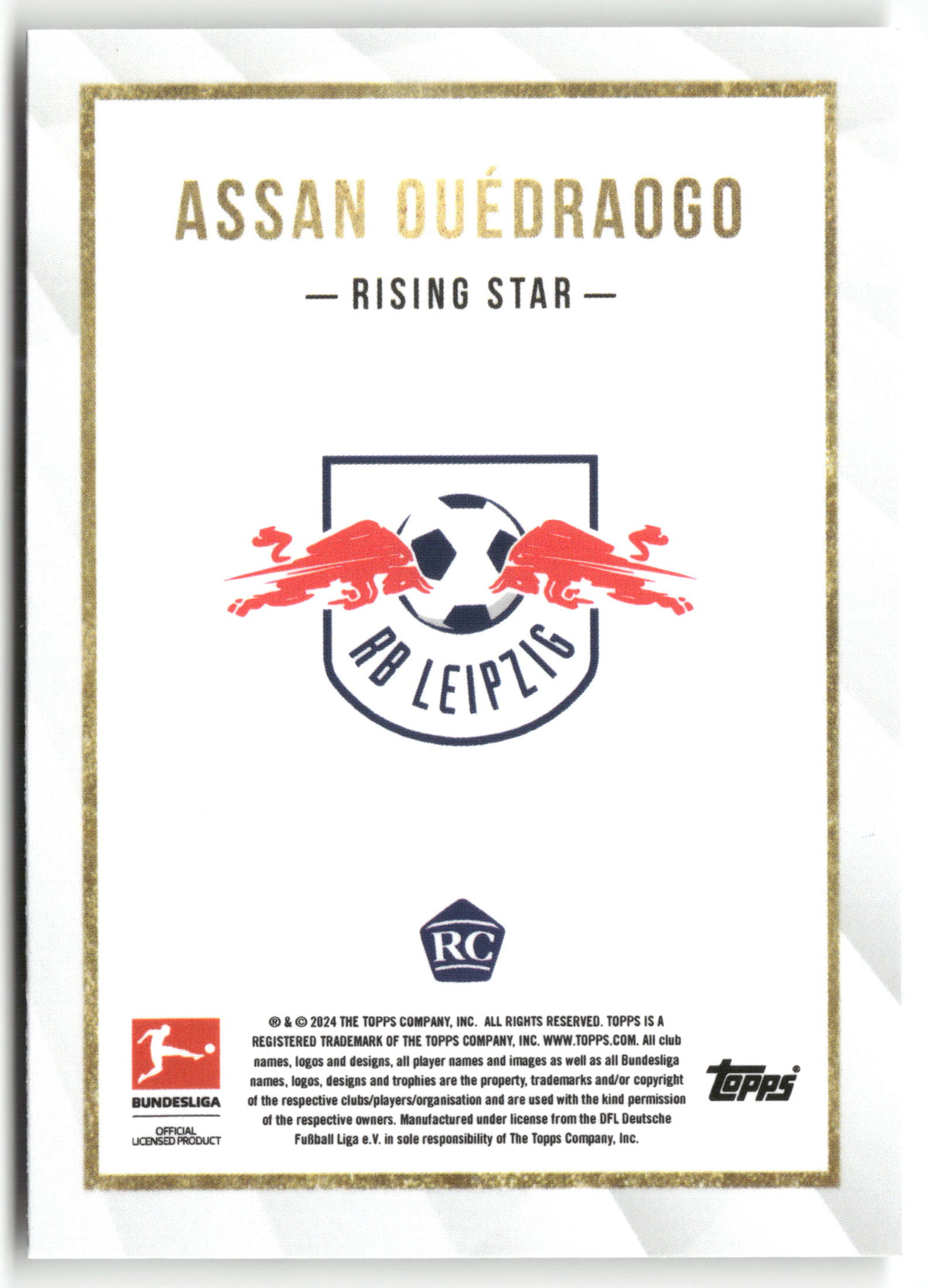 Fußball Assan Ouédraogo 2024 Topps Bundesliga Summer Signing RB Leipzig Rookie Card RC Trading Card Original