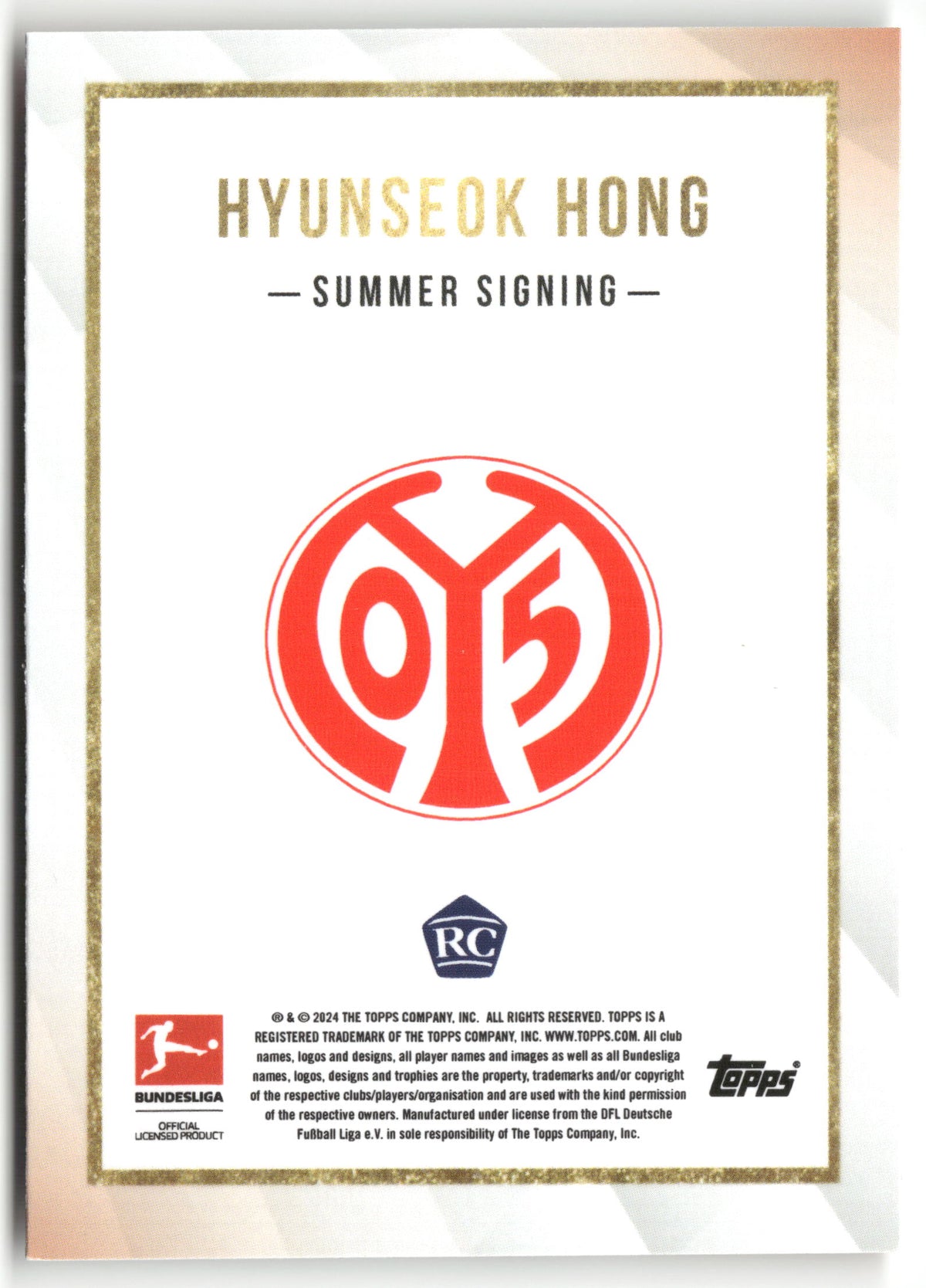 Fußball Hyunseok Hong 2024-25 Topps Bundesliga Summer Signings Summer Signing Mainz 05 Rookie Card RC Trading Card Original