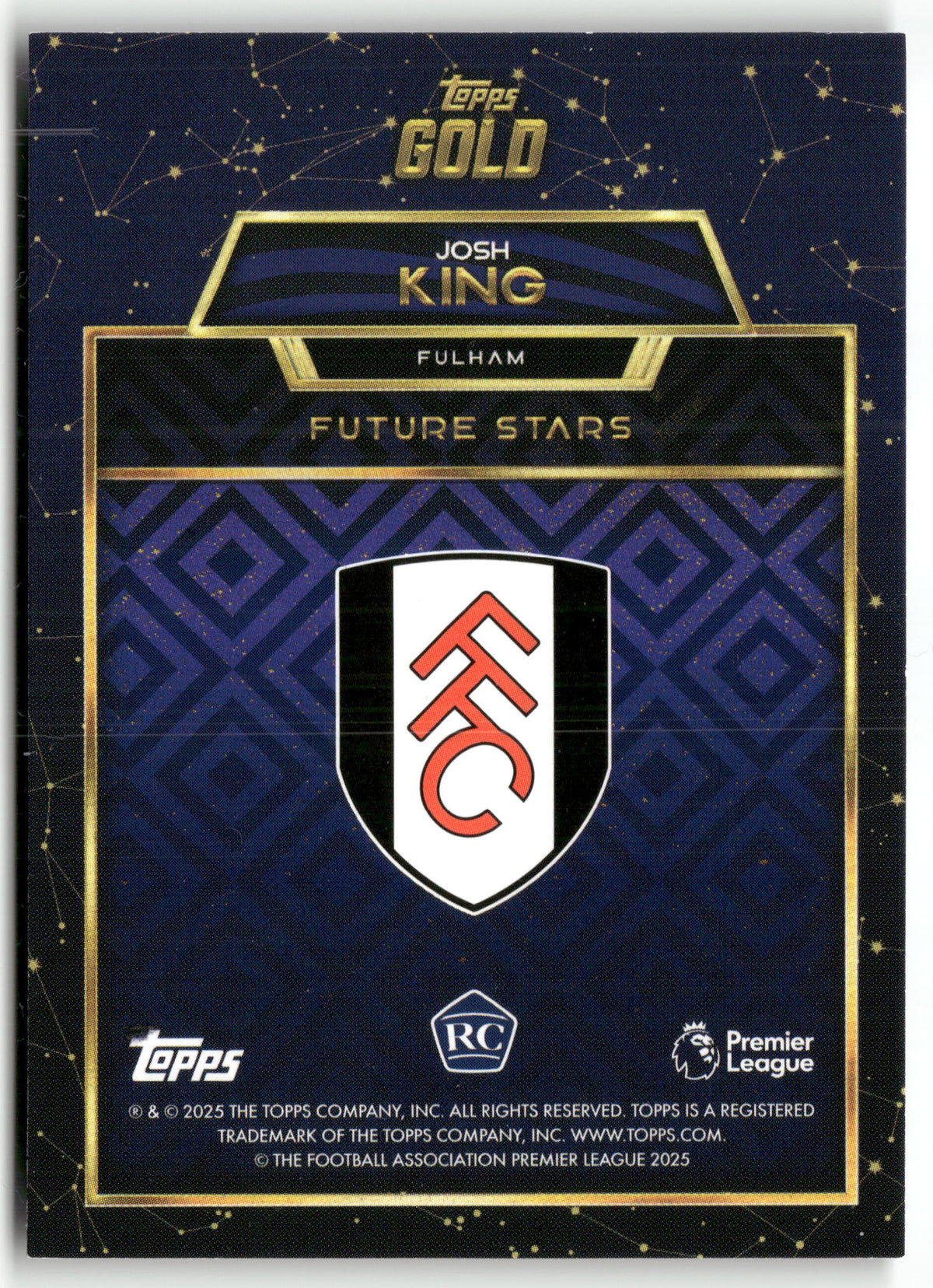 Fußball Josh King 2024-25 Topps Gold Premier League Future Stars Fulham Rookie Card RC Trading Card Original