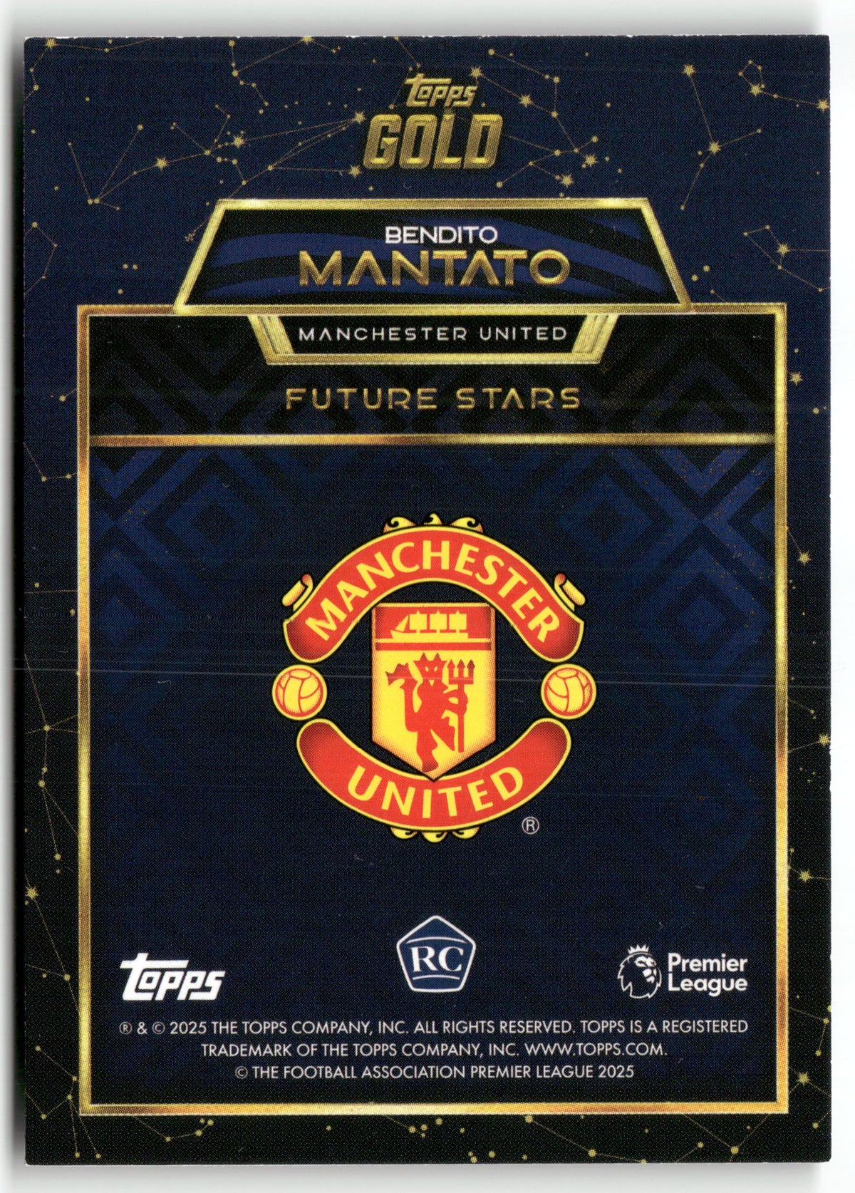 Fußball Bendito Mantato 2024-25 Topps Gold Premier League Future Stars Manchester United Rookie Card RC Trading Card Original