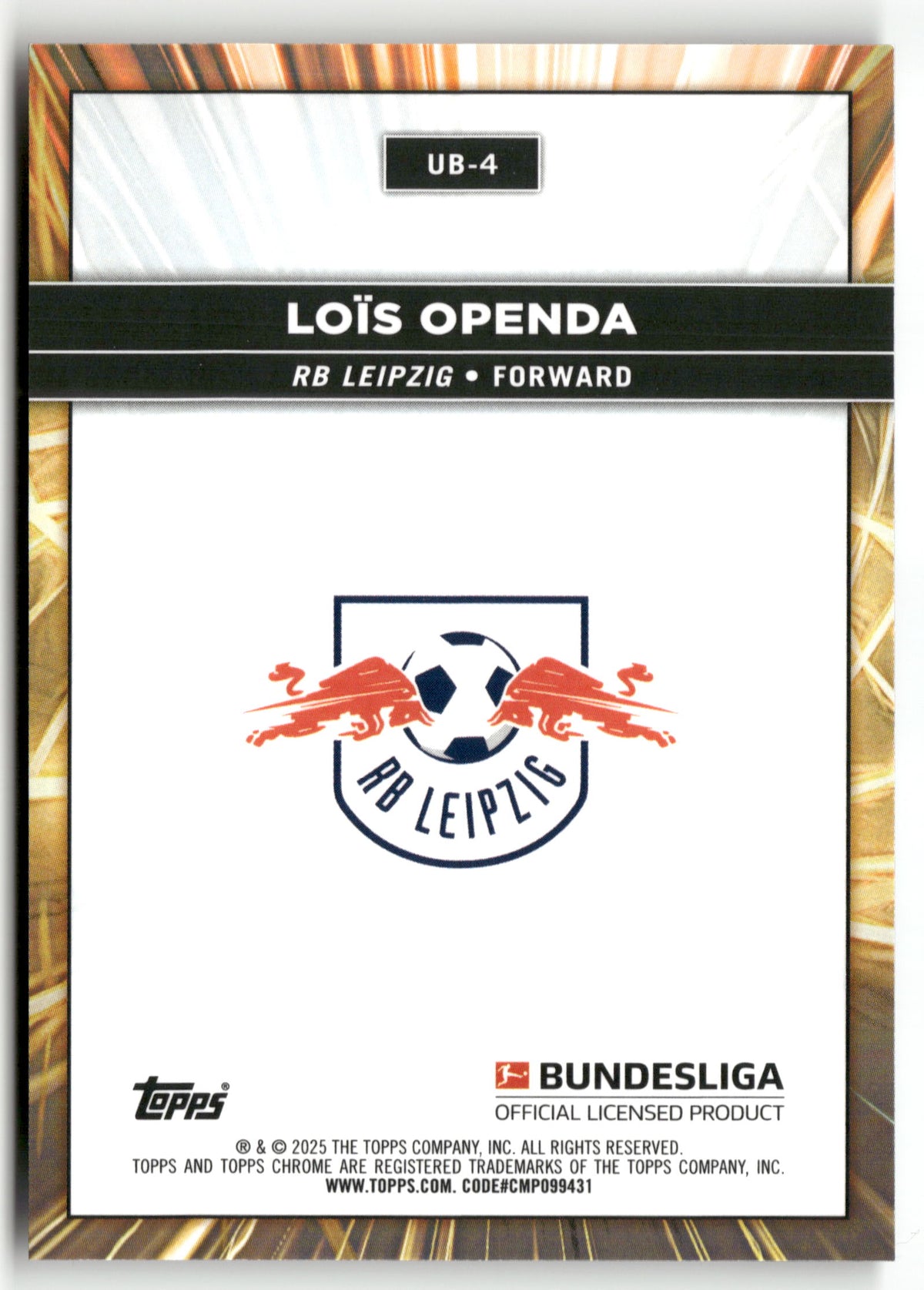 Fußball Loïs Openda 2024-25 Topps Chrome Bundesliga #UB-4 Ultrabeam RB Leipzig Trading Card Original