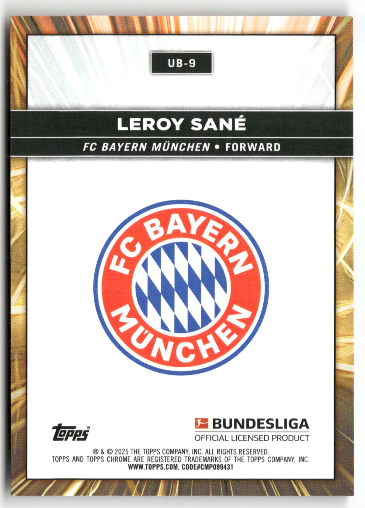 Fußball Leroy Sané 2024-25 Topps Chrome Bundesliga #UB-9 Ultrabeam FC Bayern München Trading Card Original