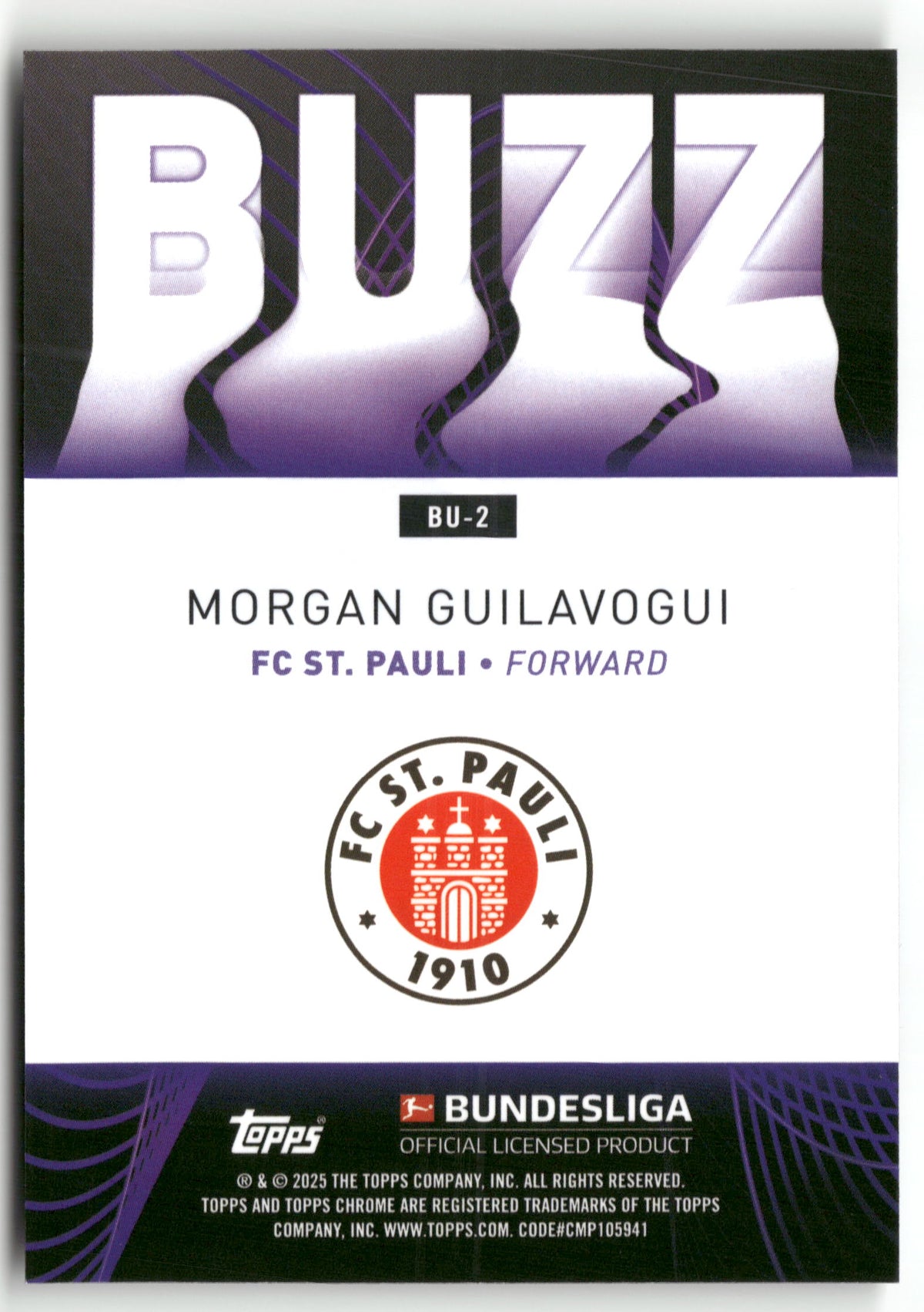 Fußball Morgan Guilavogui 2024-25 Topps Chrome Bundesliga Buzz #BU-2 BUZZ FC St. Pauli Trading Card Original
