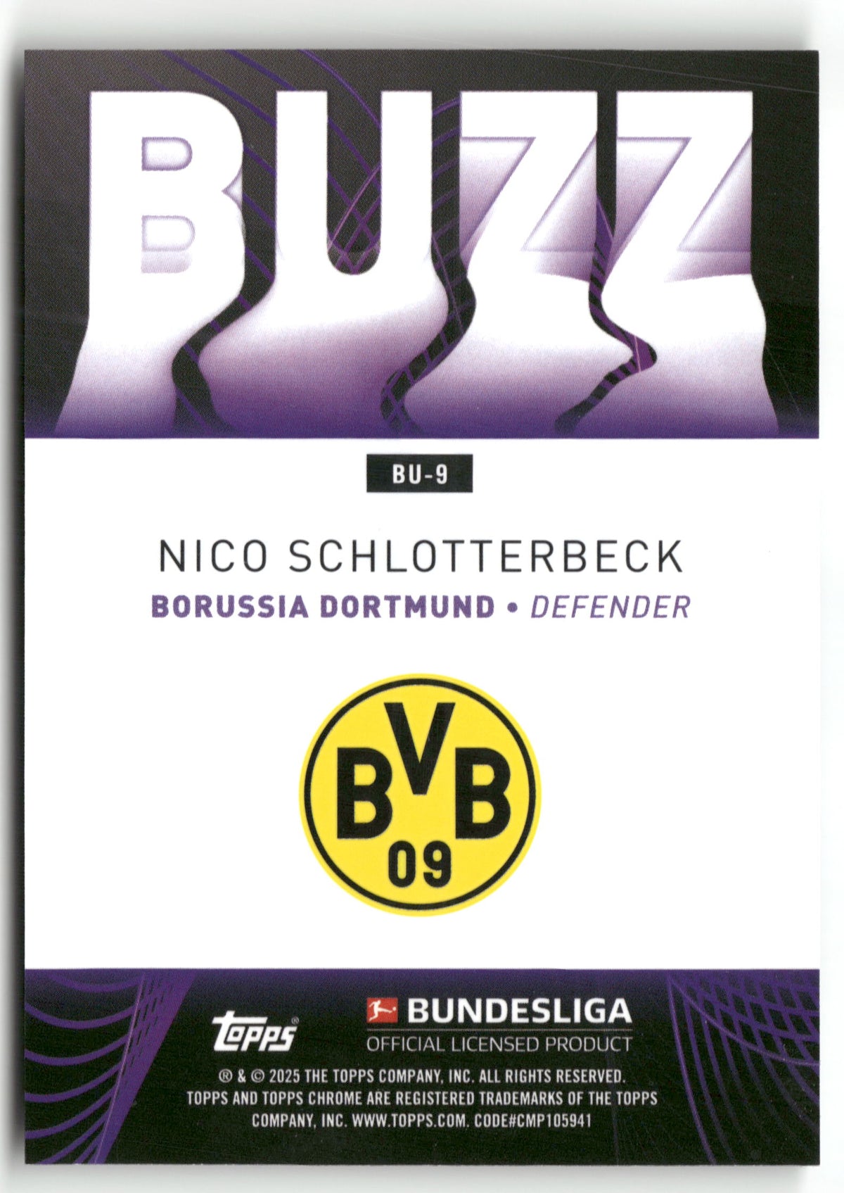 Fußball Nico Schlotterbeck 2024-25 Topps Chrome Bundesliga #BU-9 BUZZ Borussia Dortmund Trading Card Original