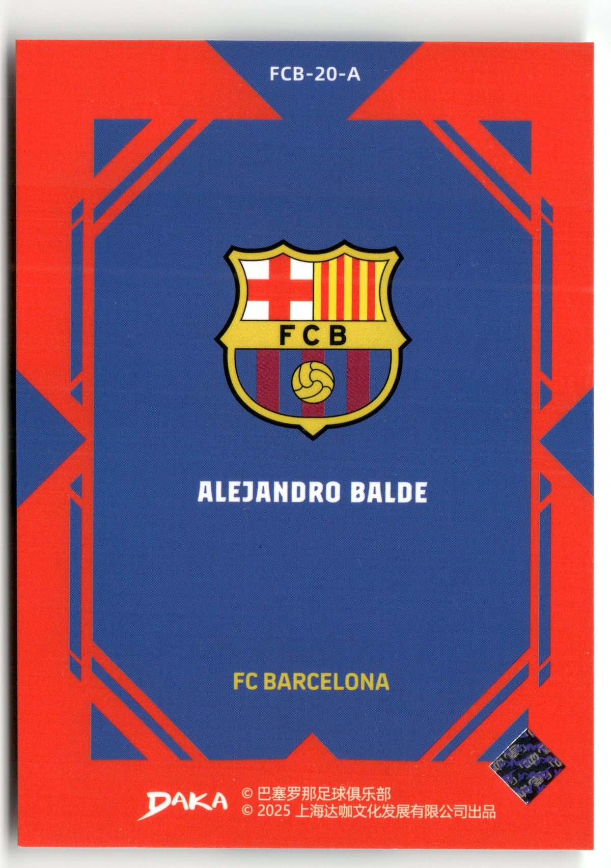 Fußball Alejandro Balde 2025 Daka FC Barcelona #FCB-20-A FC Barcelona Trading Card Original
