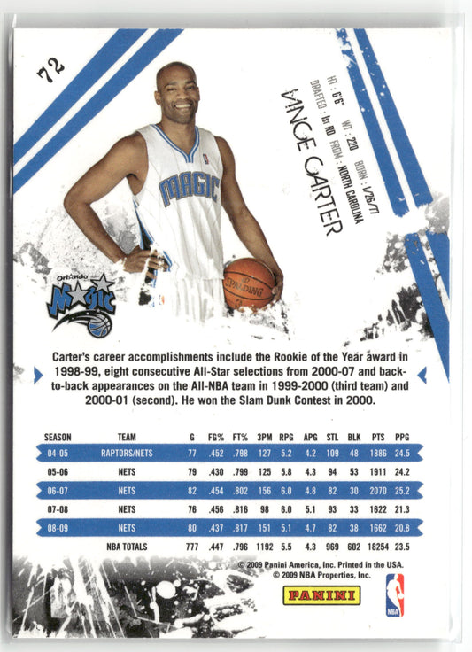 Basketball NBA Vince Carter 2009-10 Panini Rookies & Stars #72 Orlando Magic Trading Card Original