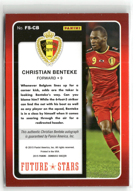 Fußball Christian Benteke 2015 Panini Donruss Soccer #FS-CB Red Color Match Auto /99 Belgium Trading Card Original