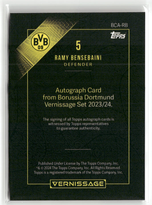 Fußball Ramy Bensebaini 2023/24 Topps Borussia Dortmund Vernissage 2023-24 #BCA-RB Base Auto Borussia Dortmund Trading Card Original