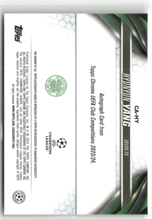 Fußball Hyunyun Yang 2023-24 Topps Chrome UEFA Club Competitions #CA-HY Rookie Auto Celtic FC Rookie Card RC Trading Card Original