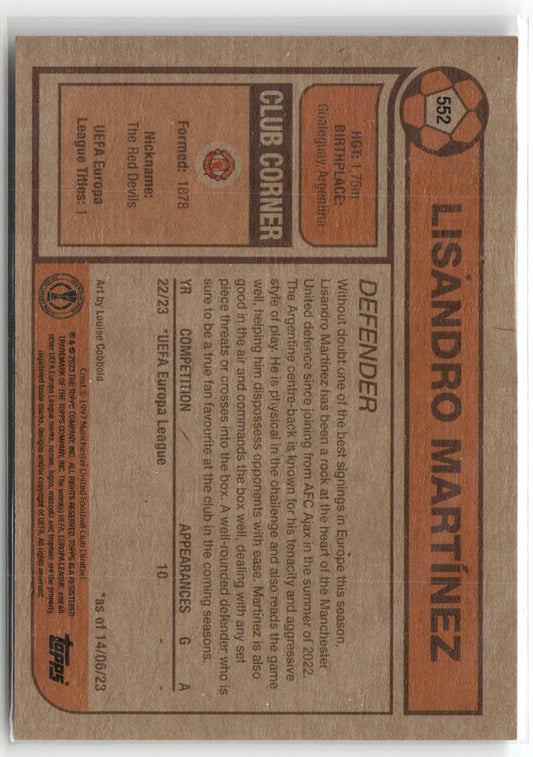 Fußball Lisandro Martínez Topps UEFA Europa League Living Set 2023 #552 Manchester United Trading Card Original