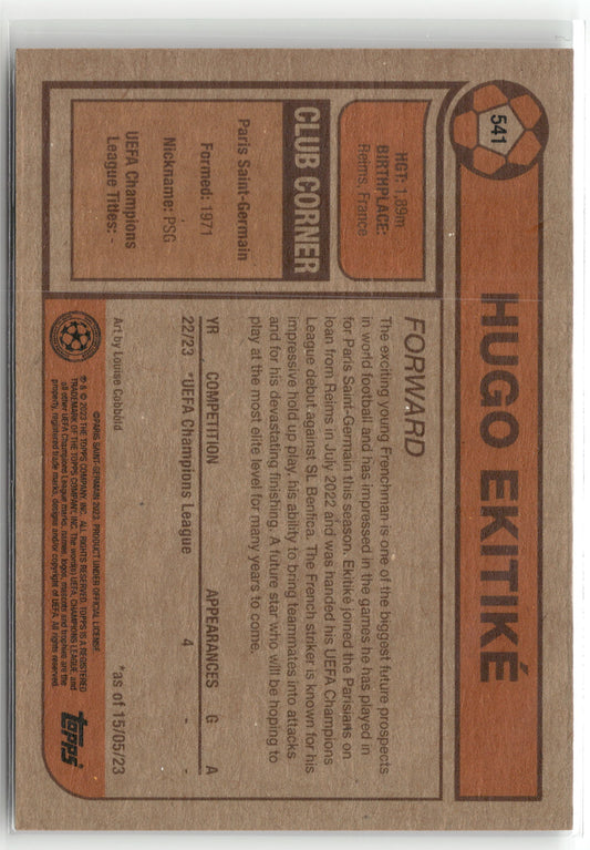 Fußball Hugo Ekitiké 2022-23 Topps UEFA Champions League #541 Paris Saint-Germain Rookie Card RC Trading Card Original