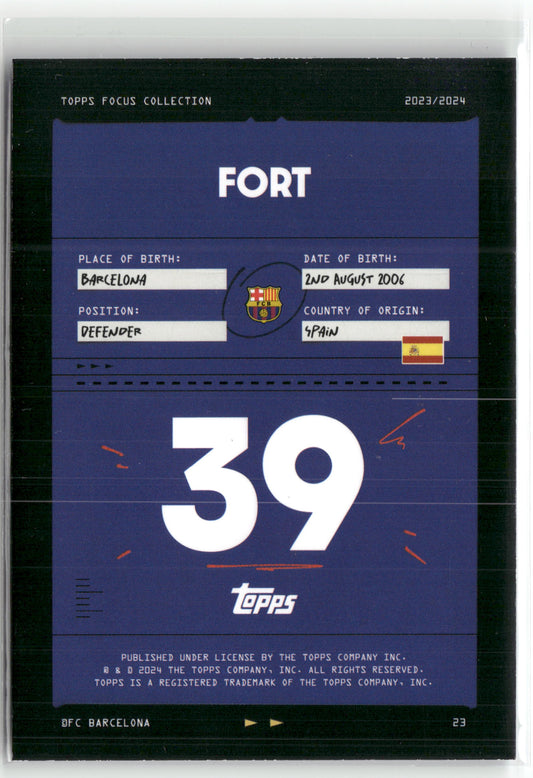 Fußball Fort 2023/2024 Topps Focus Collection 2023-24 #23 True Blue /75 FC Barcelona Rookie Card RC Trading Card Original