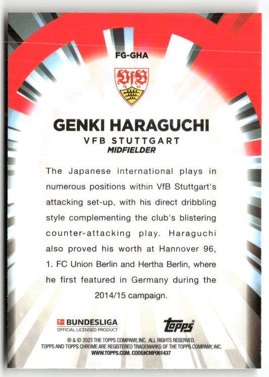Pokémon TCG Genki Haraguchi Topps Chrome Bundesliga 2022-23 #FG-GHA Flash of Genius VfB Stuttgart Trading Card Original