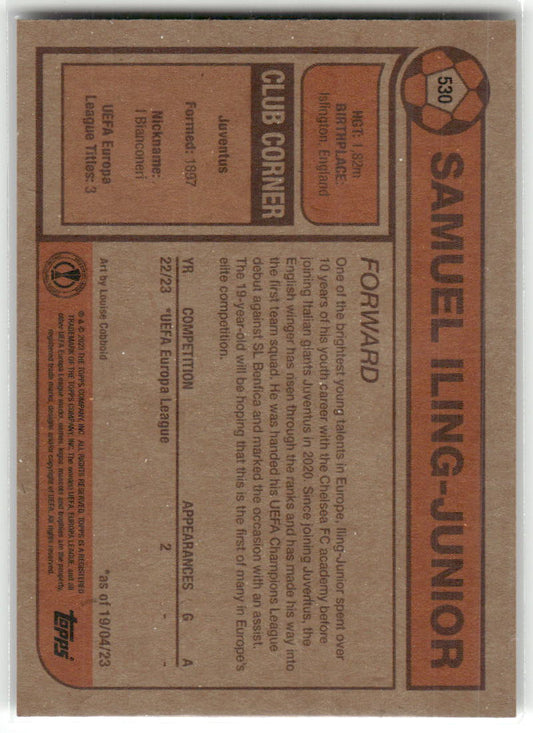 Fußball Samuel Iling-Junior 2022-23 Topps UEFA Europa League #530 Juventus Rookie Card RC Trading Card Original