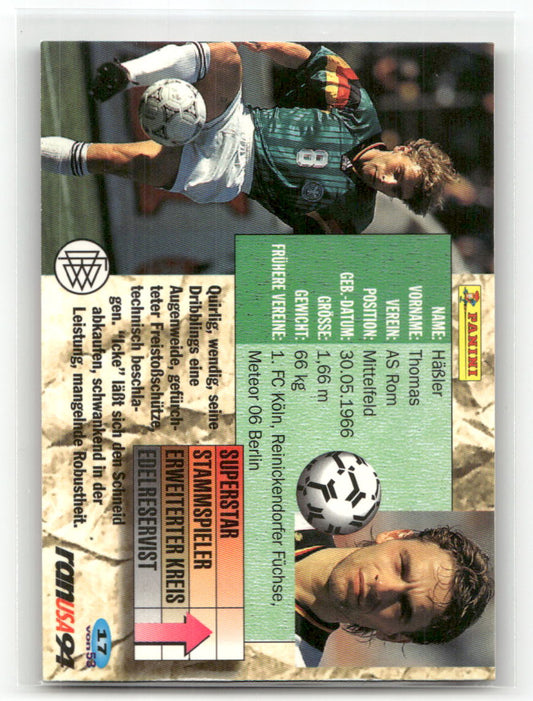 Fußball Thomas Häßler Panini Weltmeisterschaft 1994 #17 AS Rom Trading Card Original
