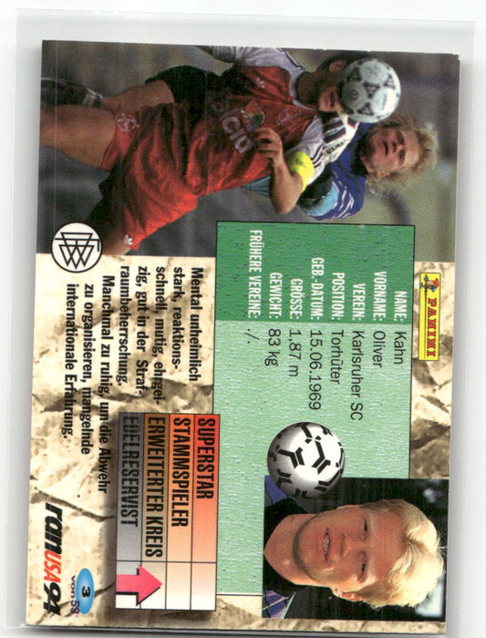 Fußball Oliver Kahn Panini Weltmeisterschaft 1994 Champion Cards #3 Karlsruher SC Trading Card Original