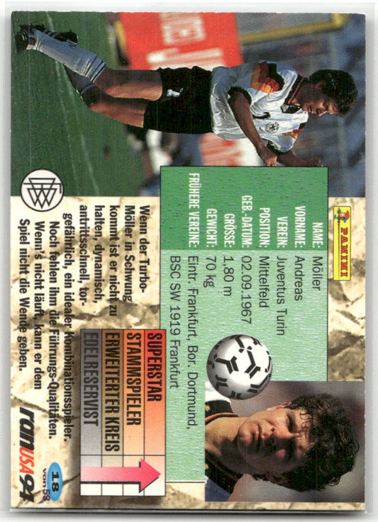 Fußball Andreas Möller Panini Championcards Weltmeisterschaft 1994 #18 Juventus Turin Trading Card Original