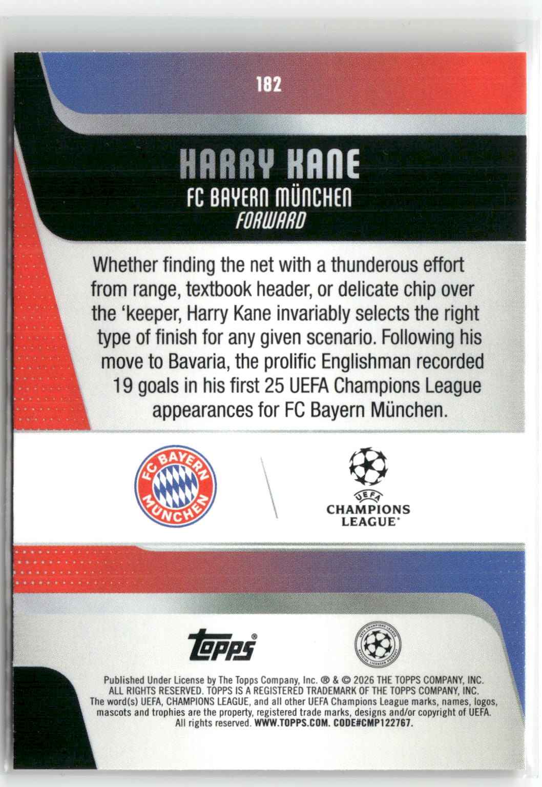 Fußball Harry Kane 2025-26 Topps UEFA Champions League #182 Orange Carnival Refractor 07/25 FC Bayern München Trading Card Original