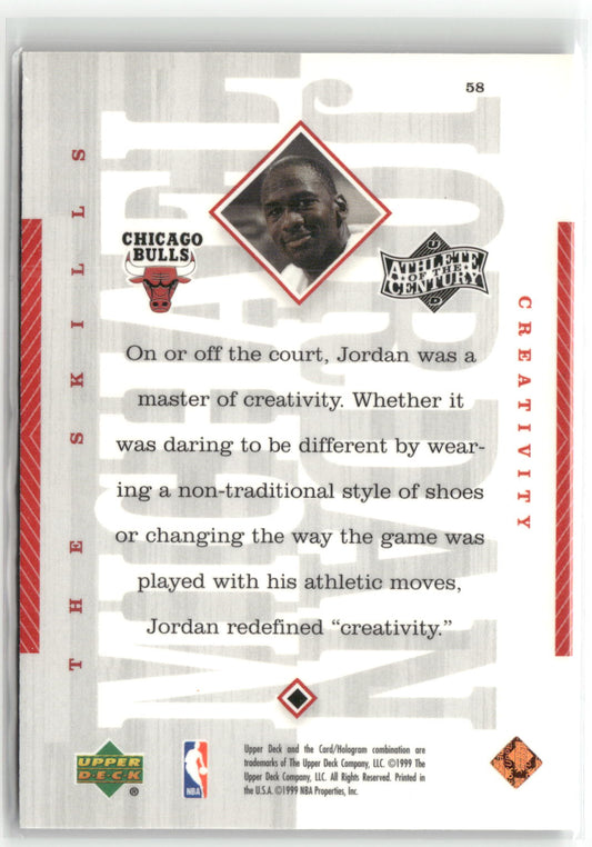 Basketball NBA Michael Jordan Upper Deck Athlete of the Century 1999 #58 Chicago Bulls Trading Card Original