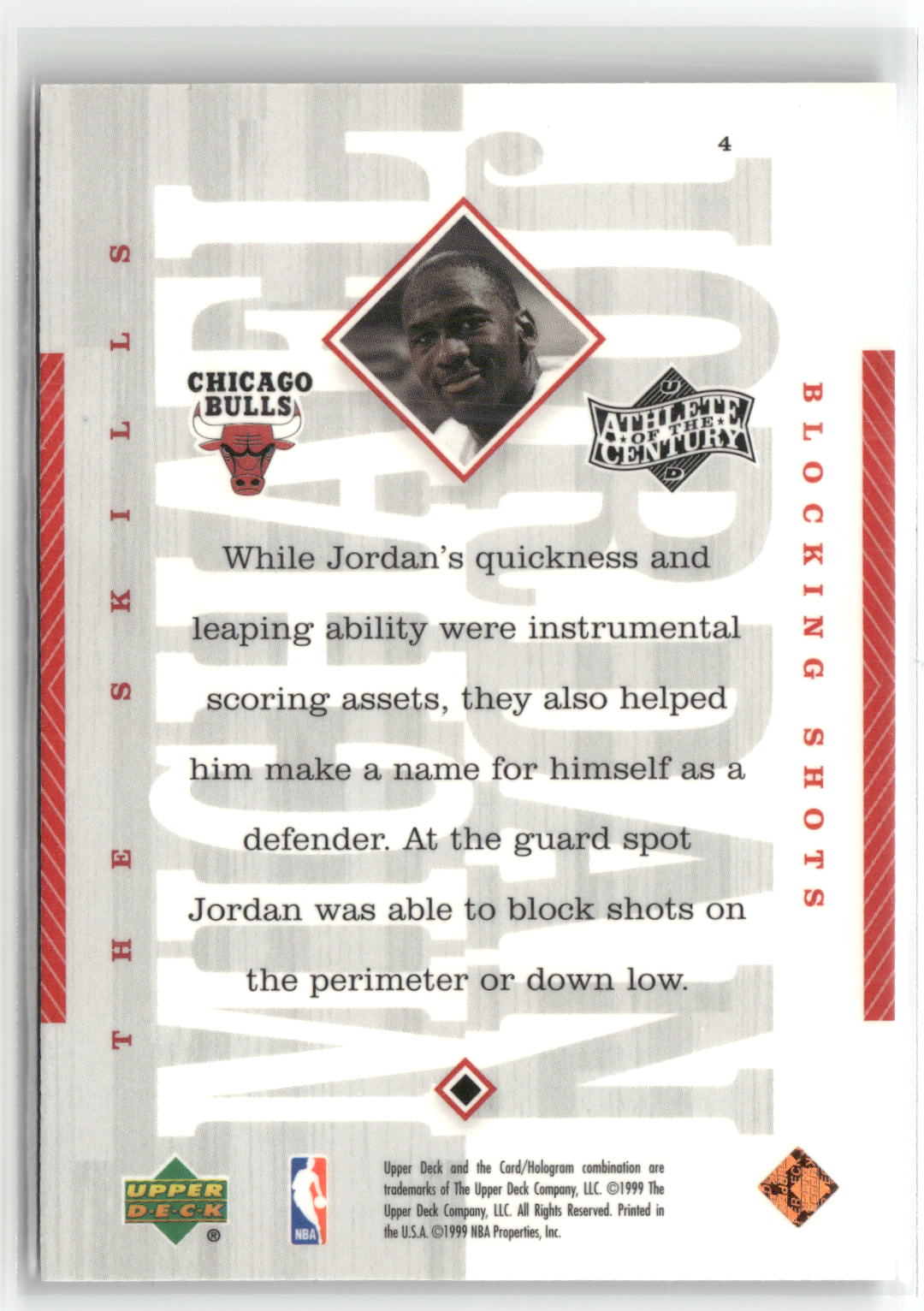 Basketball NBA Michael Jordan Upper Deck Athlete of the Century 1999 #4 Chicago Bulls Trading Card Original
