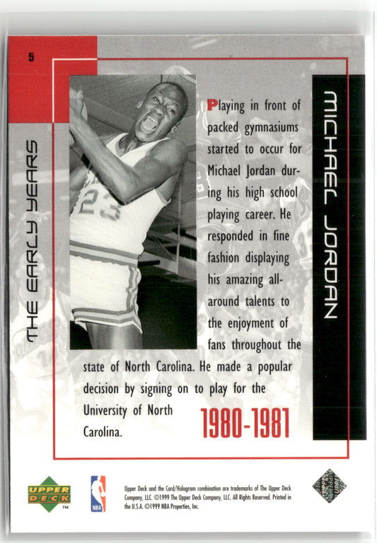 Basketball NBA Michael Jordan Upper Deck The Early Years 1999 #5 Trading Card Original