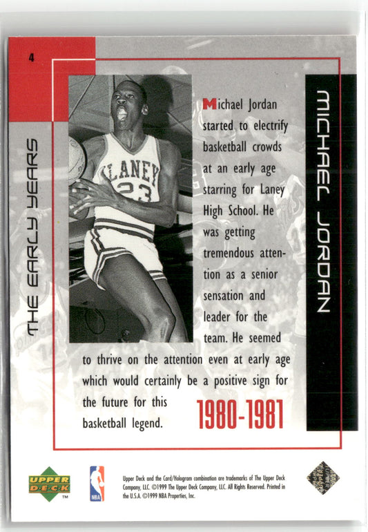 Basketball NBA Michael Jordan Upper Deck The Early Years 1999 #4 Trading Card Original