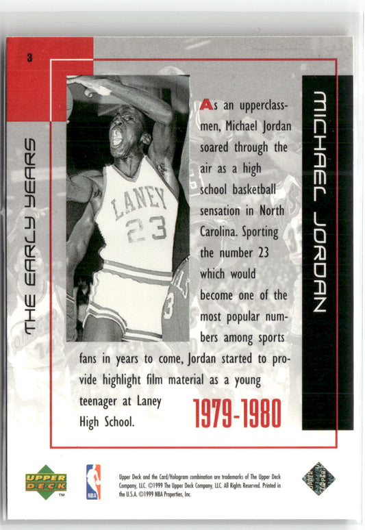 Basketball NBA Michael Jordan Upper Deck Michael Jordan The Early Years 1999 #3 Trading Card Original