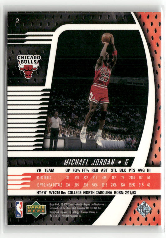 Basketball NBA Michael Jordan UD Ionix 1999 #2 Chicago Bulls Trading Card Original