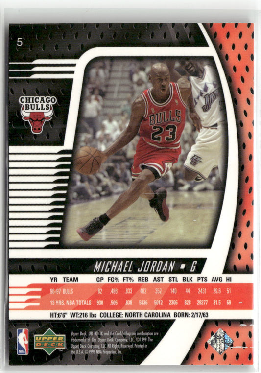 Basketball NBA Michael Jordan 1999 Upper Deck UD Ionix #5 Chicago Bulls Trading Card Original