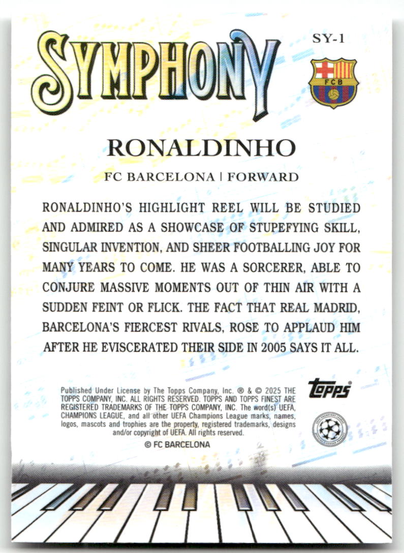 Fußball Ronaldinho - 2025 Topps Finest UEFA CL - FC Barcelona #SY-1 Trading Card Original