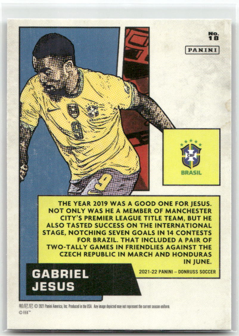 Fußball Gabriel Jesus - 2021-22 Panini Donruss Soccer - Net Marvels Insert - Brasil #18 Trading Card Original