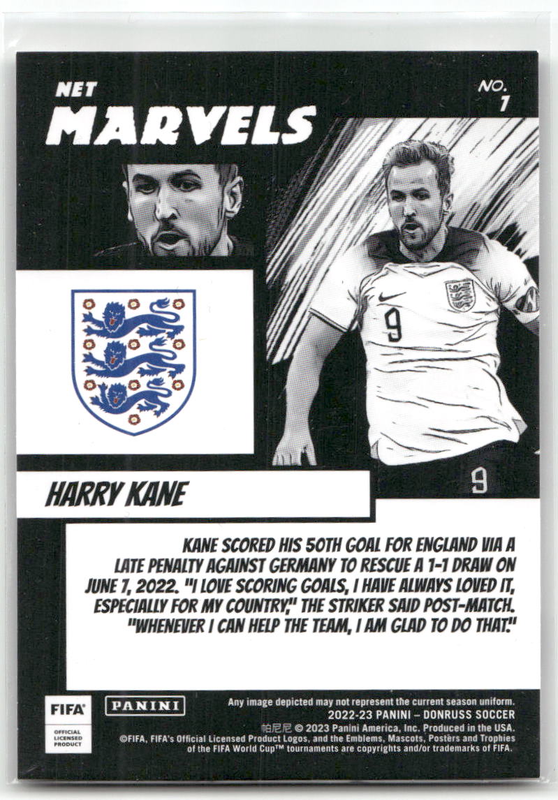 Fußball Harry Kane - 2022-23 Panini Donruss Soccer - Net Marvels Insert - England #1 Trading Card Original