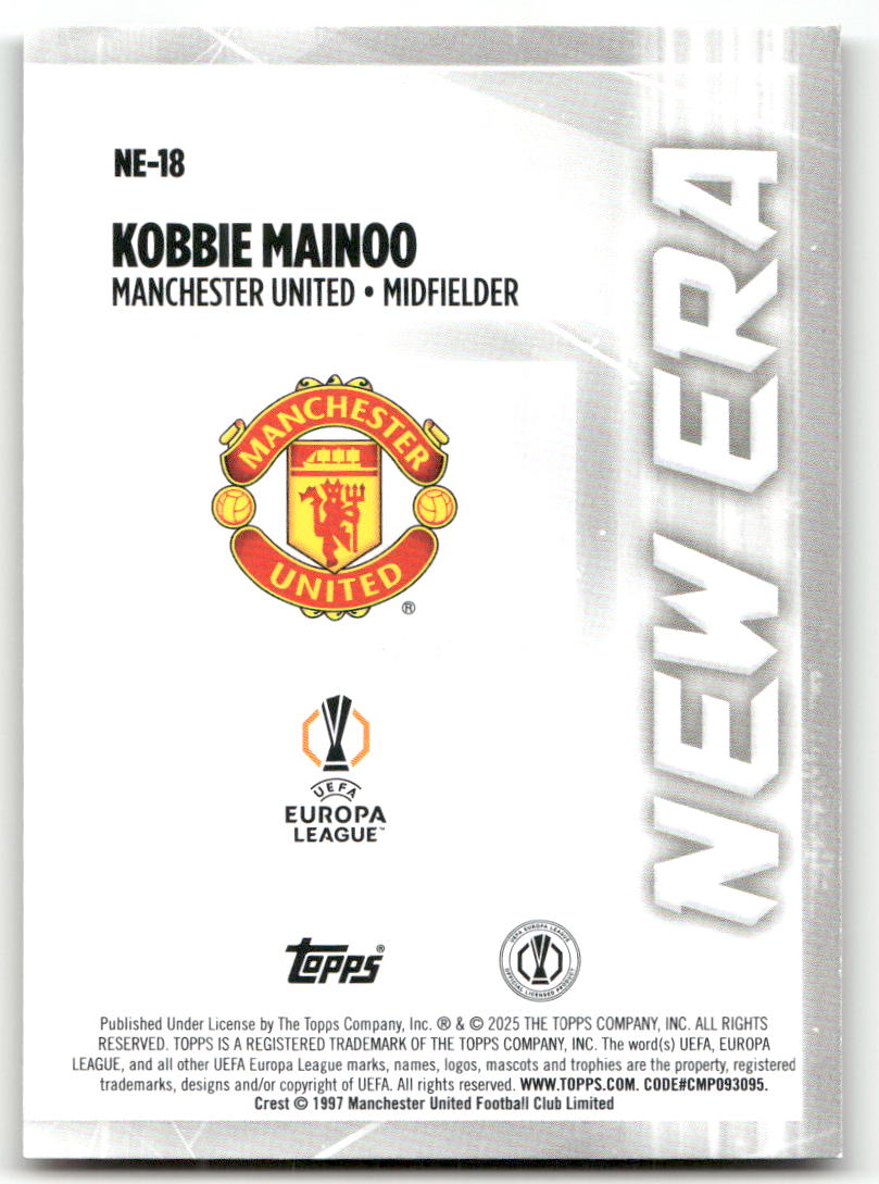 Fußball Kobbie Mainoo - 2024-25 Topps UEFA Europa League New Era - Manchester United #NE-18 Trading Card Original
