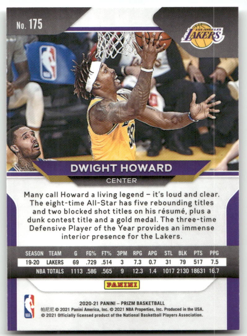Basketball NBA Dwight Howard - 2020-21 Panini Prizm Basketball - Los Angeles Lakers #175 Trading Card Original