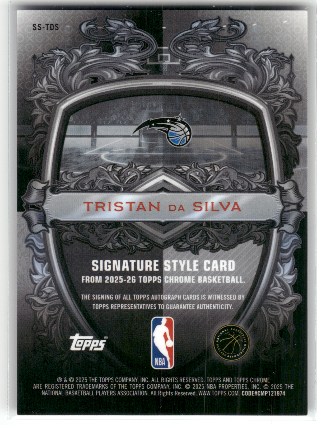 Basketball NBA Tristan da Silva - 2025-26 Topps Chrome Basketball - Orlando Magic #SS-TDS Trading Card Original