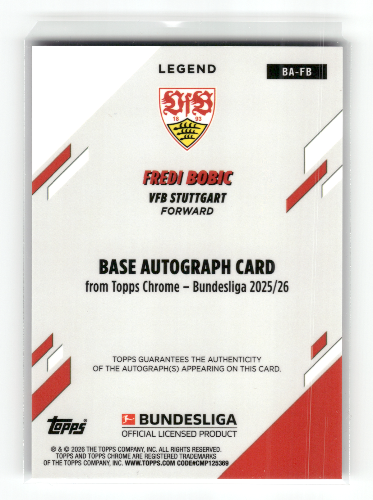 Fußball Fredi Bobic - 2025-26 Topps Chrome Bundesliga - Purple Auto /75 - VfB Stuttgart #BA-FB Trading Card Original