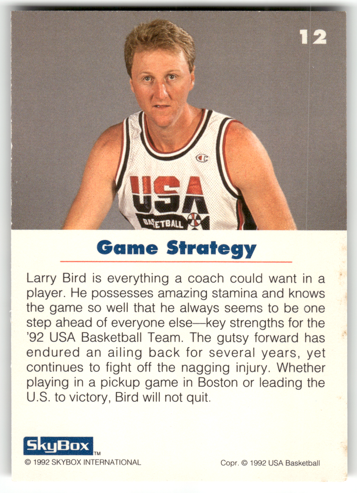 Basketball NBA Larry Bird - 1992 SkyBox USA Basketball - Boston Celtics #12 Trading Card Original