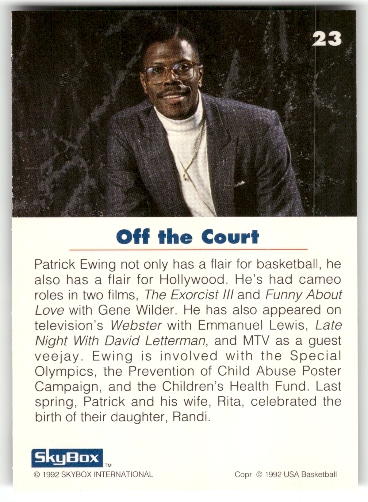 Basketball NBA Patrick Ewing - 1992 SkyBox USA Basketball - New York Knicks #23 Trading Card Original