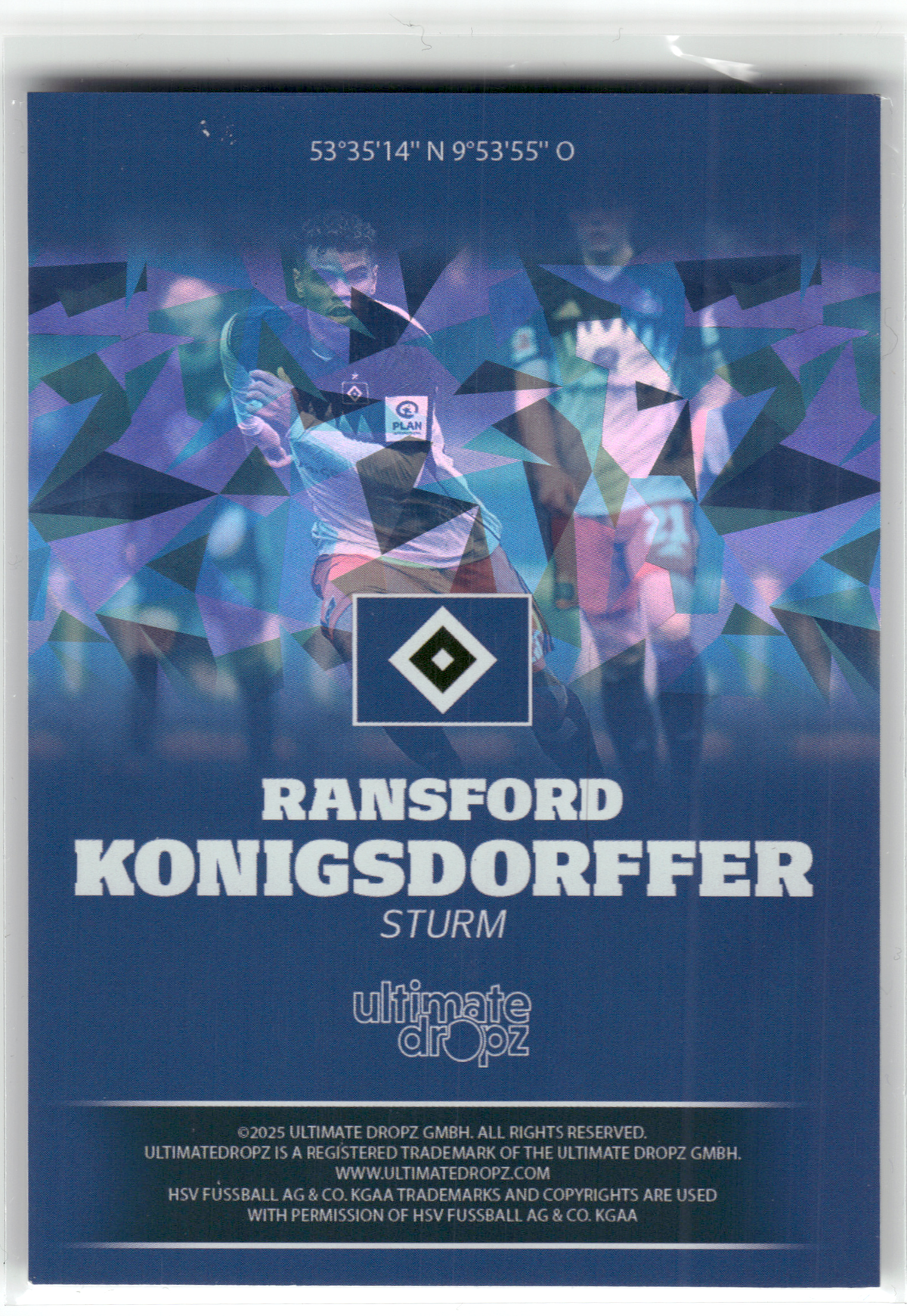 Fußball Ransford Konigsdorffer - 2025 Ultimate Dropz HSV - Hamburger SV Trading Card Original