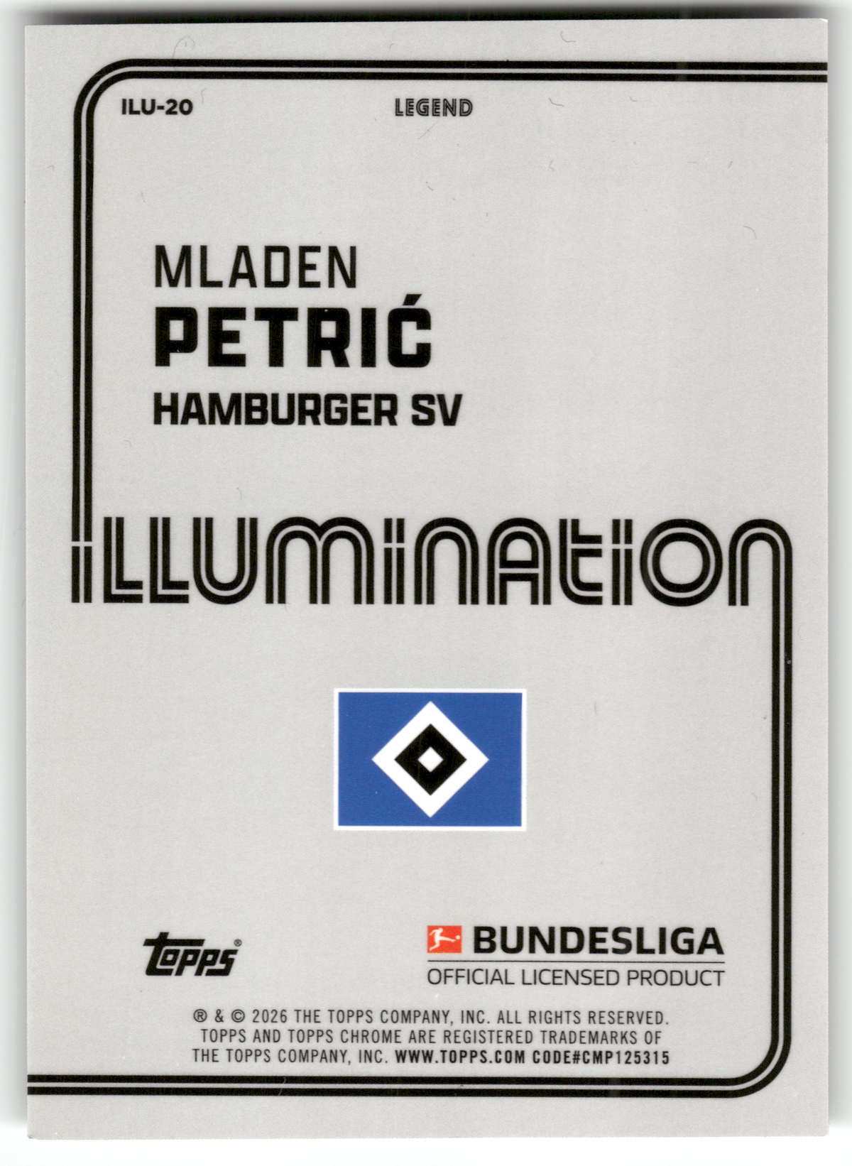 Fußball Mladen Petrić - 2026 Topps Chrome Bundesliga - Hamburger SV #ILU-20 Trading Card Original