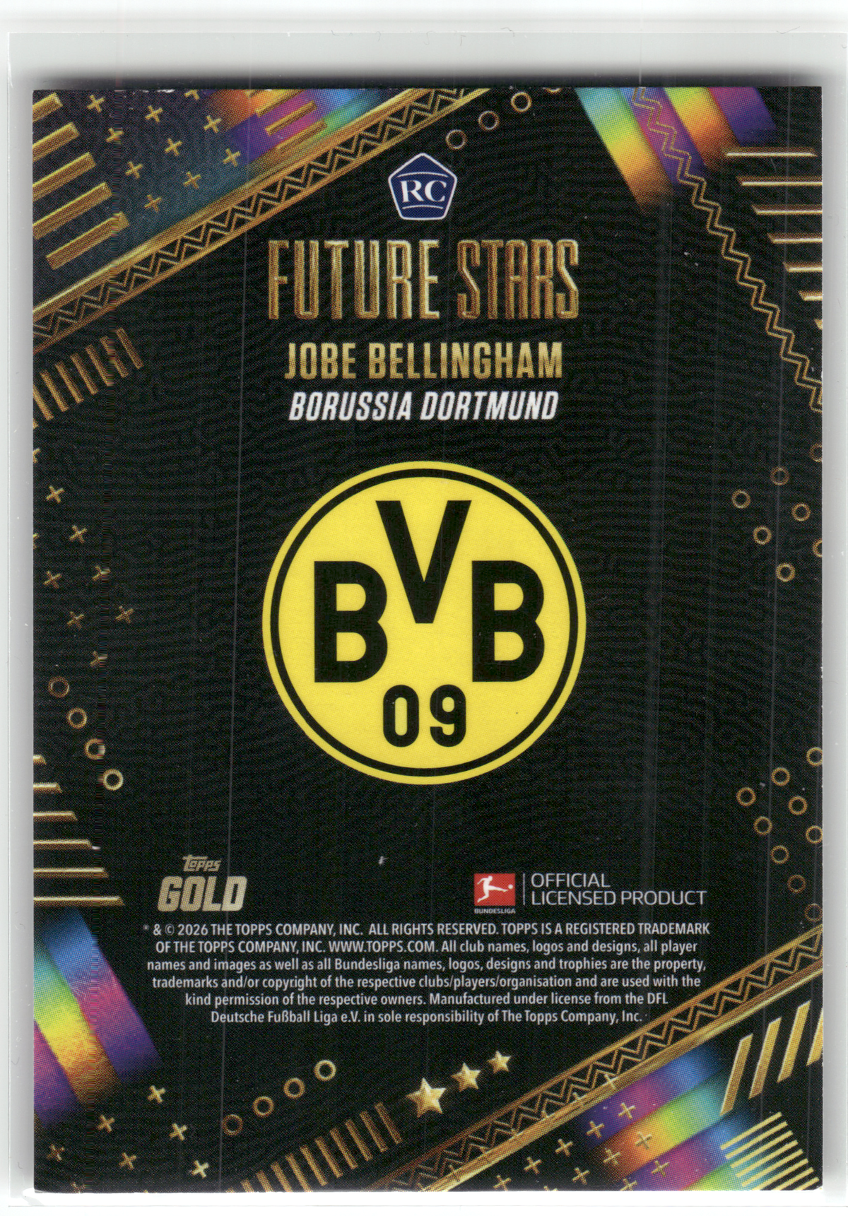 Fußball Jobe Bellingham Rookie - 2025-26 Topps Gold Bundesliga - Future Stars - Borussia Dortmund Trading Card Original