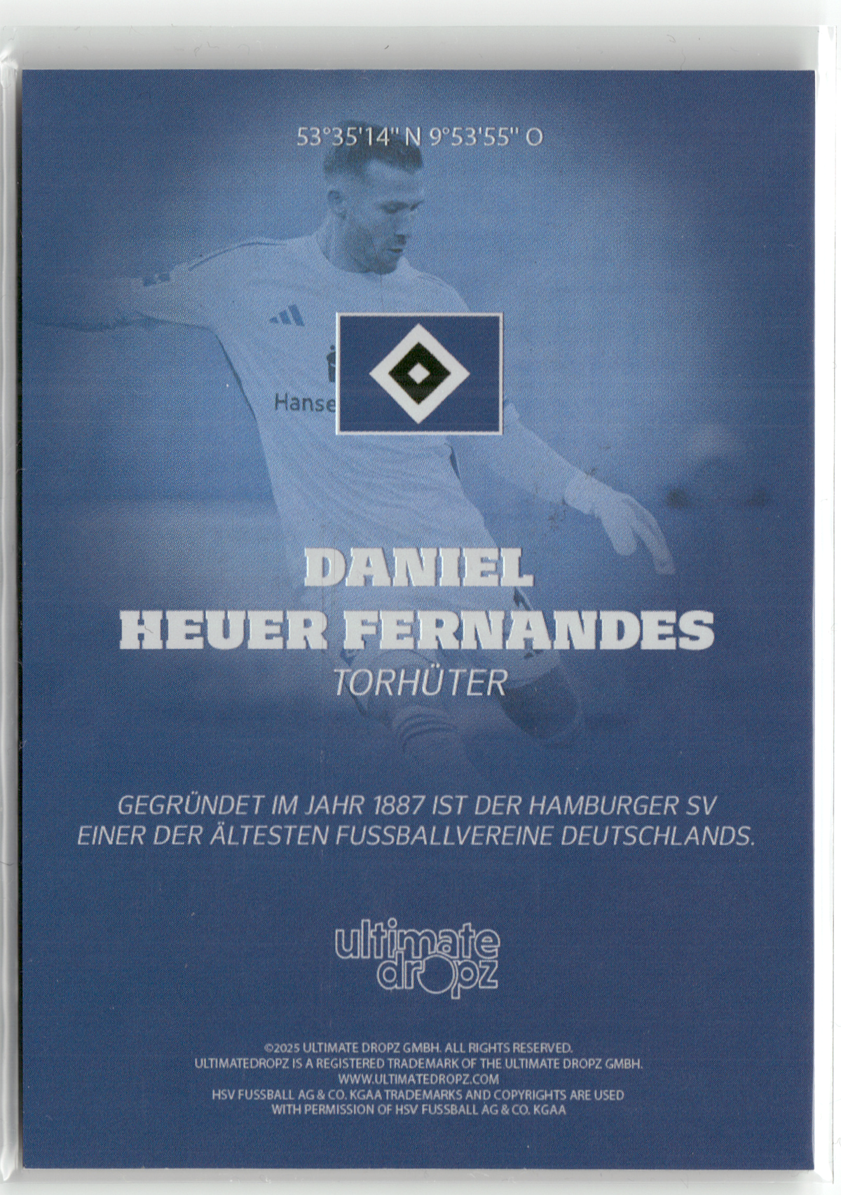 Fußball Daniel Heuer Fernandes - 2025 Ultimate Dropz HSV - /138 - Hamburger SV Trading Card Original
