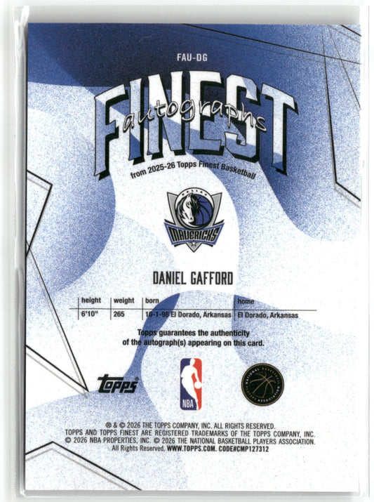 2025-26 Topps Finest - Daniel Gafford Auto #FAU-DG Finest Autographs Dallas