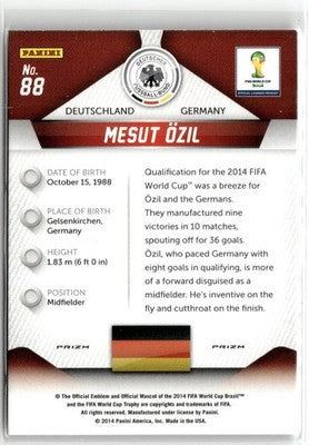 Fußball Mesut Özil 2014 Panini Prizm World Cup #88 Blue & Red Wave Prizm Germany Trading Card Original