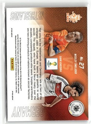 Fußball Sami Khedira / Wesley Sneijder 2014 Panini Prizm World Cup #27 Red White & Blue Power Plaid Prizm Germany / Netherlands Trading Card Original