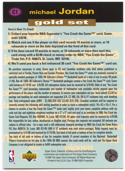 Michael Jordan 1995-96 Upper Deck Collector's Choice - Crash the Game #C1